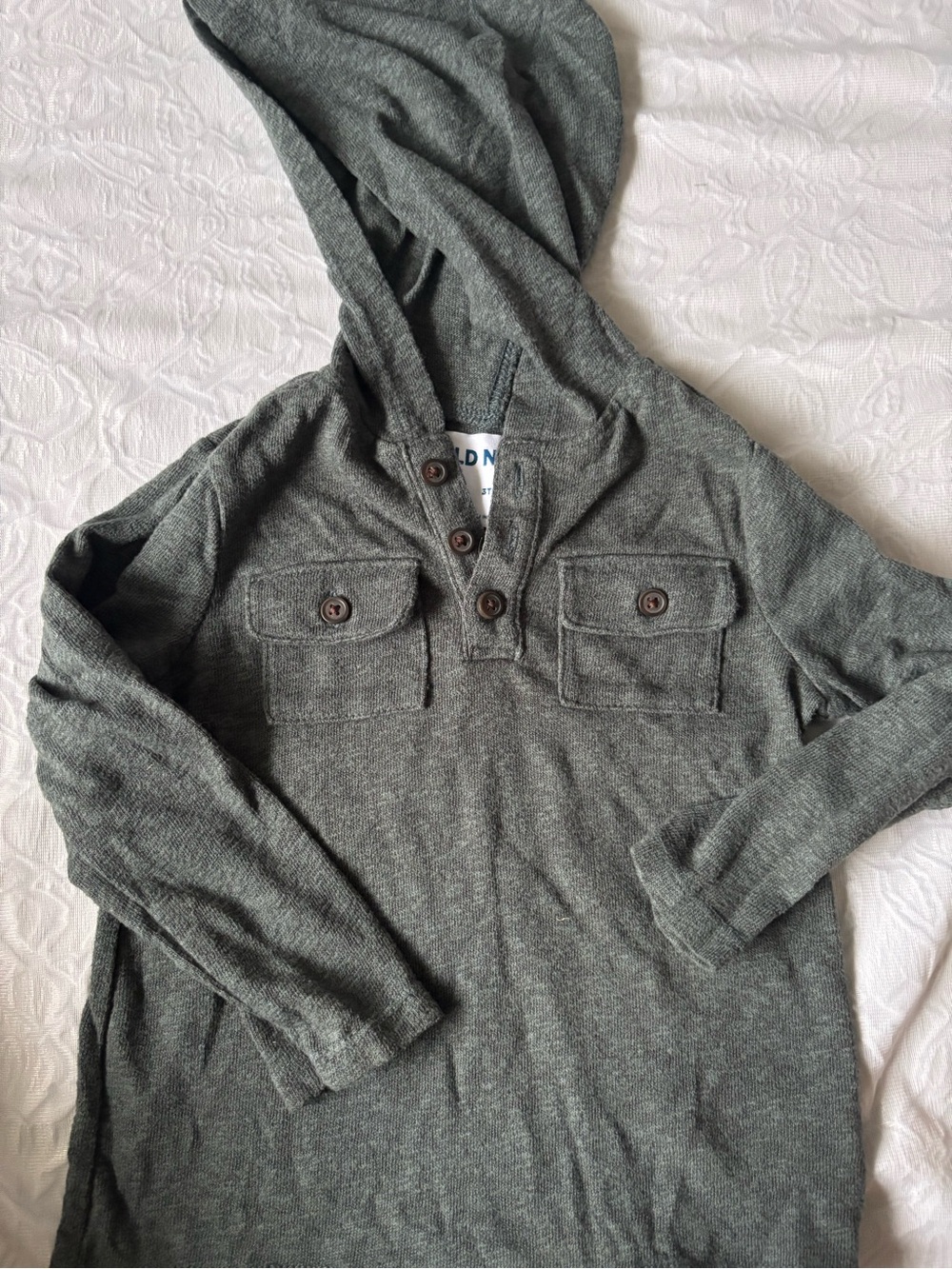 Old Navy Kid’s Hooded Henley Pullover - Heather Gray-Green